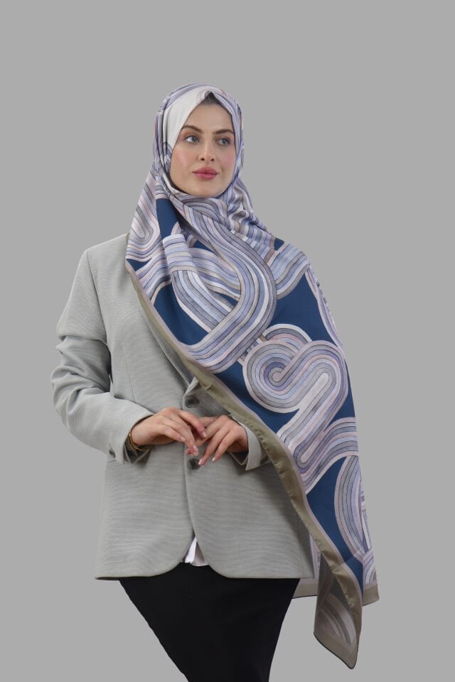 Kıvrımlı Desenli Modern Şal