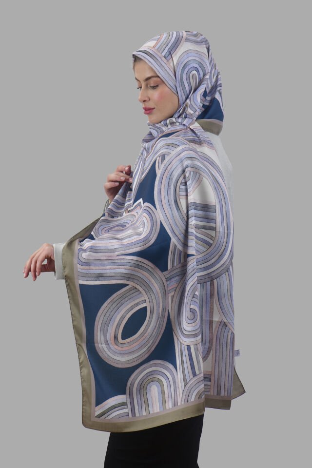Kıvrımlı Desenli Modern Şal