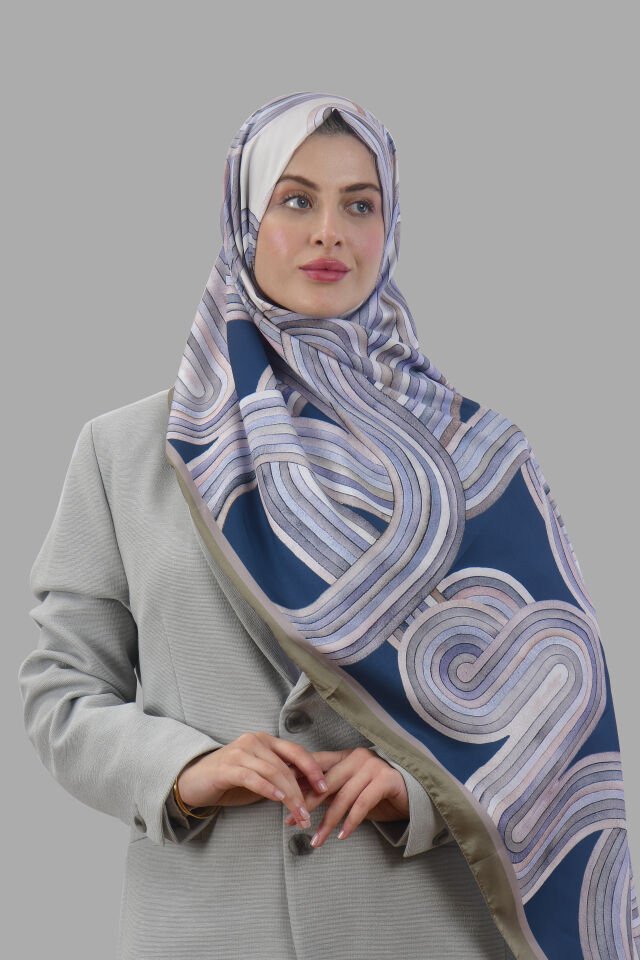 Kıvrımlı Desenli Modern Şal