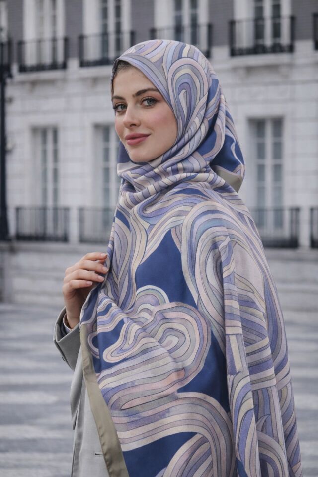 Kıvrımlı Desenli Modern Şal