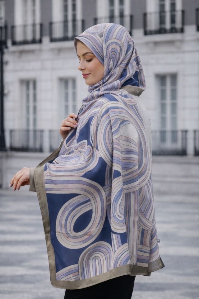 Kıvrımlı Desenli Modern Şal