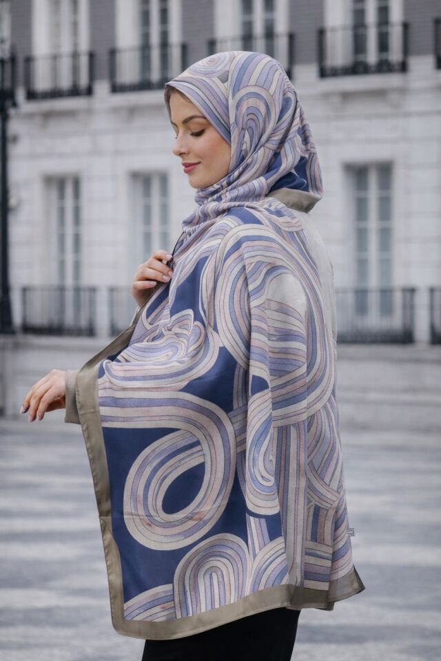 Kıvrımlı Desenli Modern Şal
