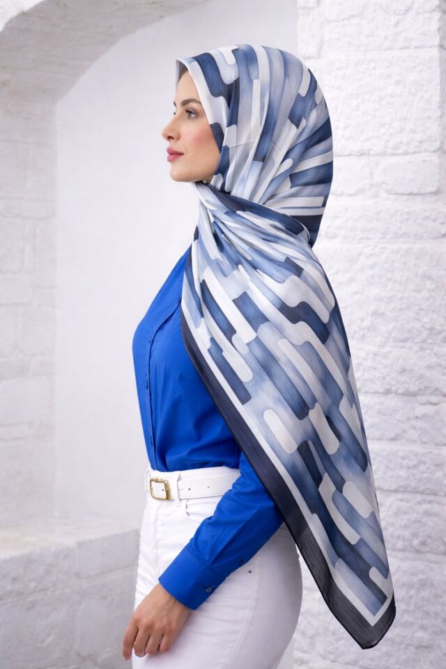 Soyut Çizgi Desenli Şal