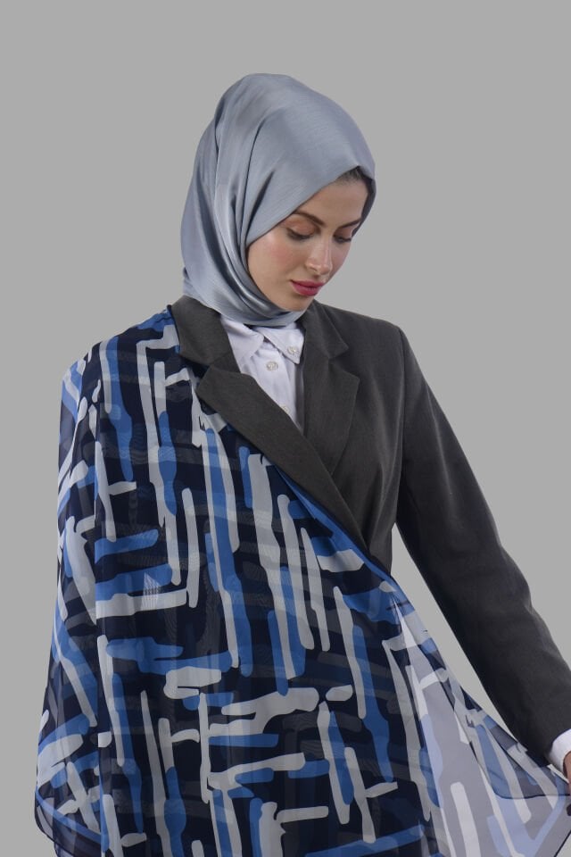 Soyut Çizgi Desenli Soft Şal