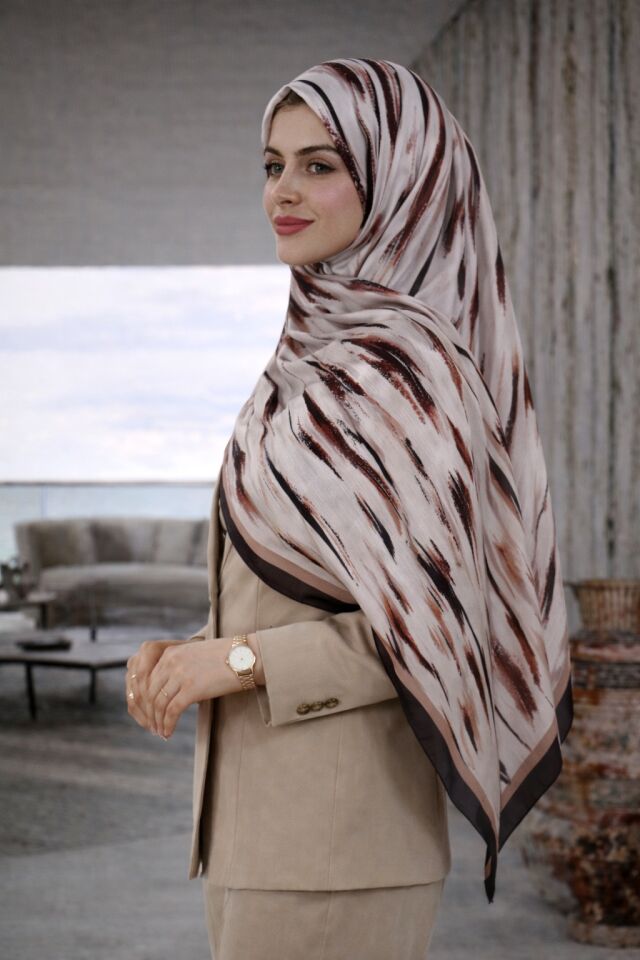 Fırça Darbeli Desenli Şal