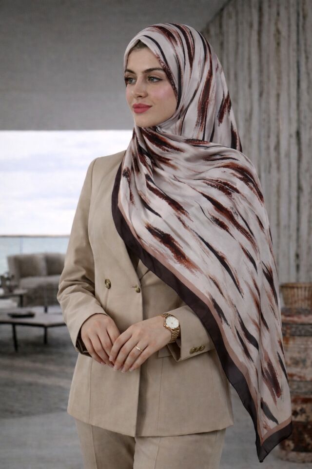 Fırça Darbeli Desenli Şal