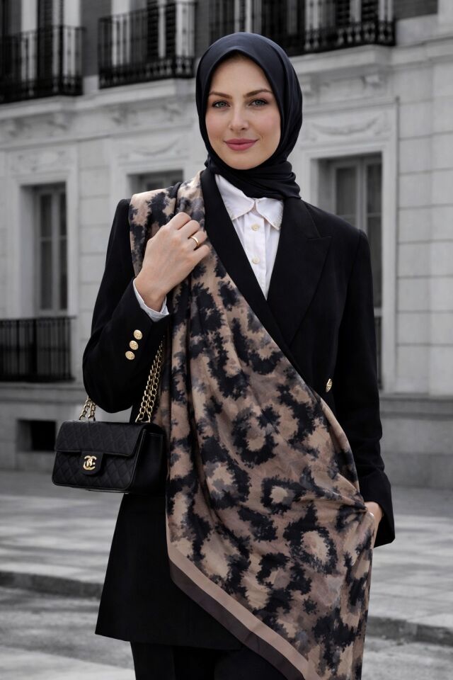 Leopar Desenli Soft Şal