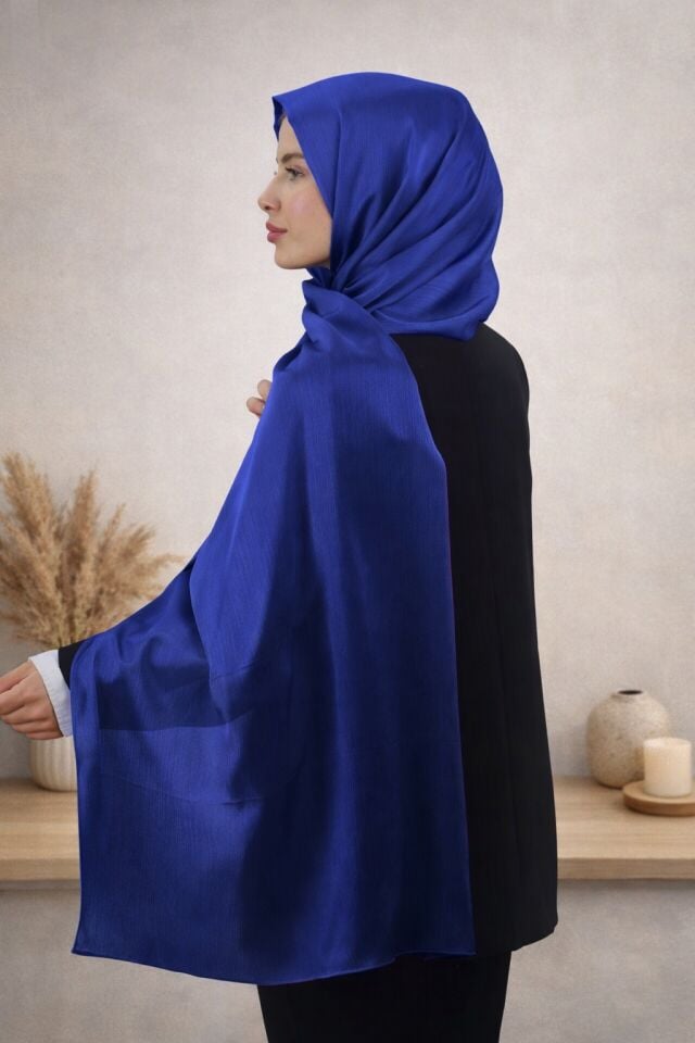 Lacivert Saten Şal