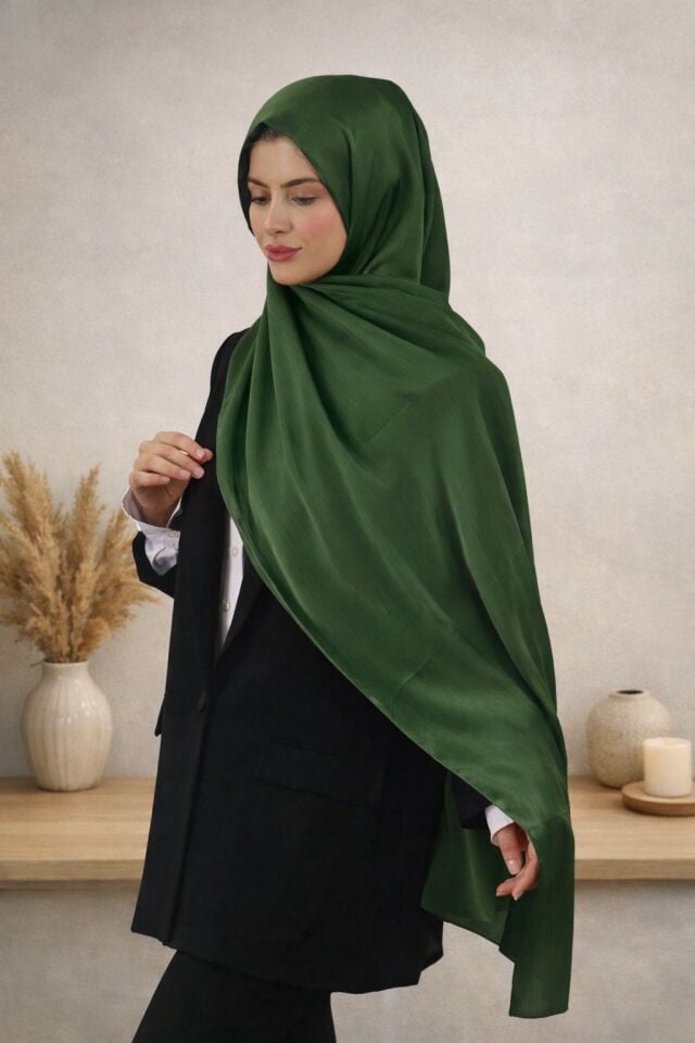 Koyu Yeşil  Saten Şal