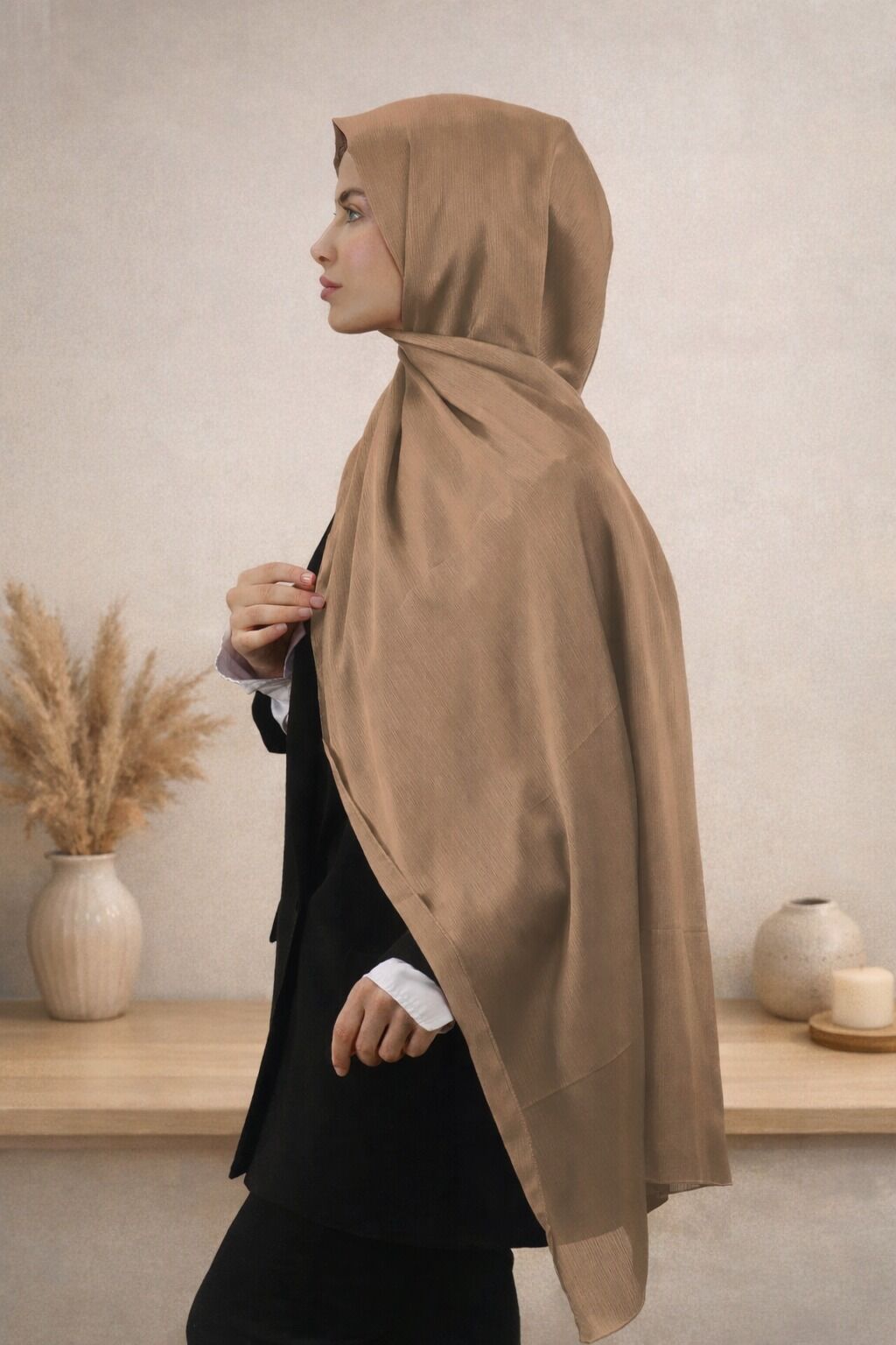 Sütlü Kahve Saten Şal