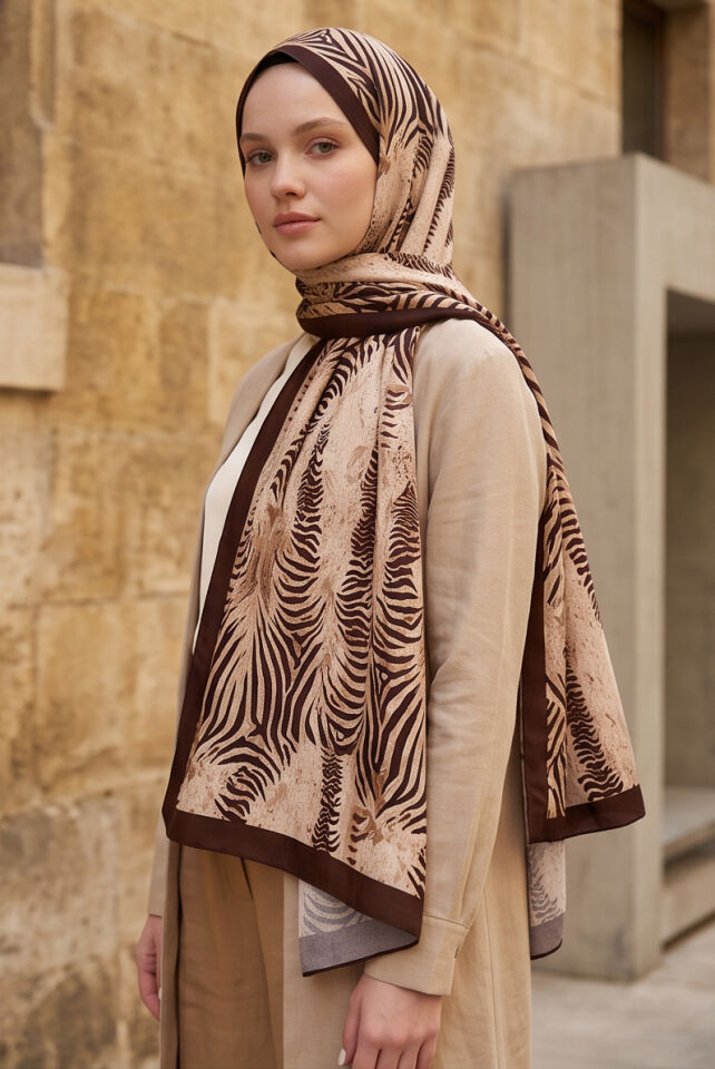 Zebra Desenli Soft Vual Şal