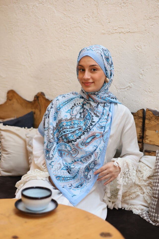 Mavi Paisley Soft Şal