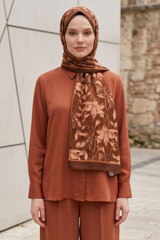 Toprak Tonları Geçişli Elegant Soft Şal