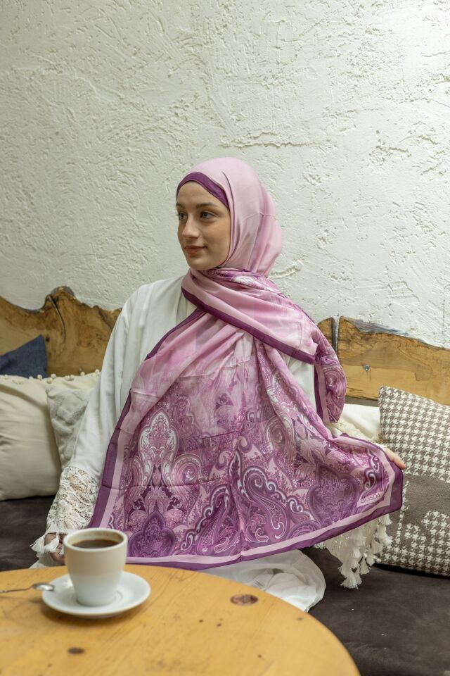 Lila ve Mürdüm Geçişli Soft Şal