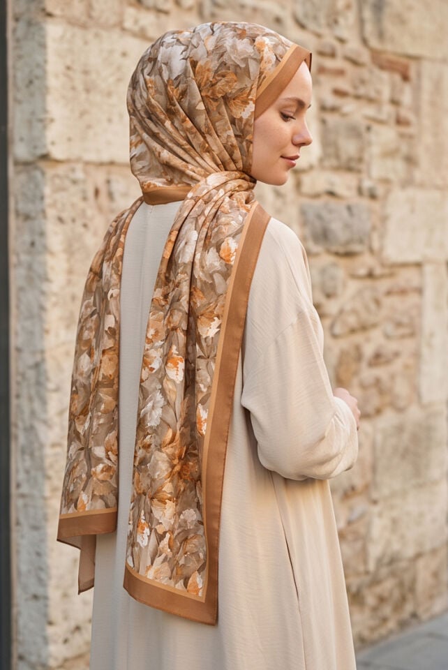 Romantik Camel Çiçek Buketi Soft Şal