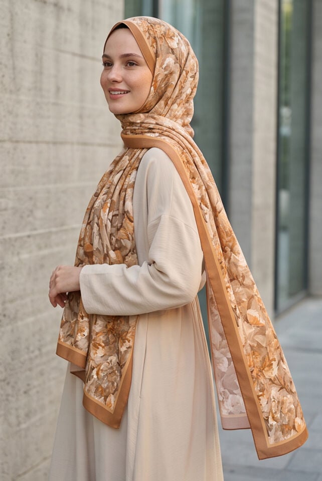 Romantik Camel Çiçek Buketi Soft Şal